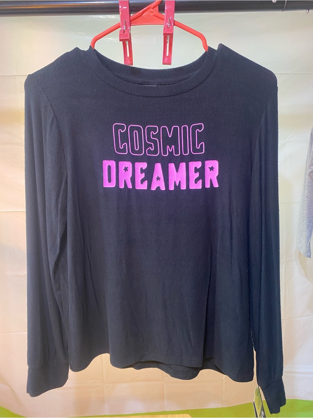 art class Black Long-Sleeve 'Cosmic Dreamer' Tee with Pink Graphic